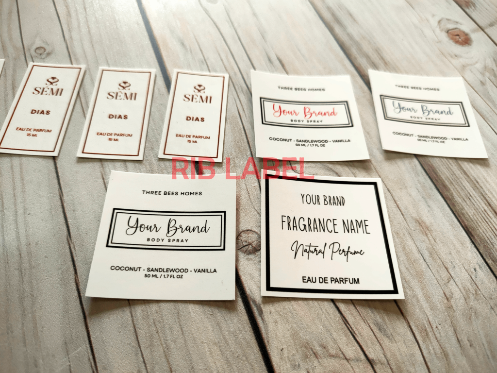 White Stickers for Perfume or Cologne Bottles - Rib Label